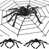 Triogift  30cm/75cm/125cm Horror Giant Black Plush Spider Halloween Party Decoration Props Haunted House Prop Indoor Outdoor Giant Decor