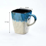 Triogift  -  Creative Flow Glaze Square Coffee Mug with Spoon and Lid Retro Tea Cup Simple Household Matte Color Ceramic Milk Water Cup Gift