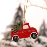 Triogift Car Ornaments Small Christmas Tree Hanging Wooden Pendants Elk Cartoon Animal Ornaments 2025 New Christmas Holiday Decorations