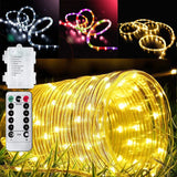 Triogift  5M/10M/12LED Rope Strip Lights Remote Control Tube Rope Garland Fairy Lighting Strings for Outdoor Indoor Garden Christmas Decor