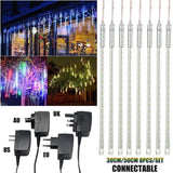 Triogift  30cm /50cm Waterproof Meteor Shower Rain 8 Tube LED String Lights For Outdoor Holiday Christmas Decoration Tree EU/US/AU/UK Plug