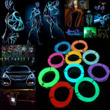 Triogift  Glow EL Wire Cable LED Neon Christmas Dance Party DIY Costumes Clothing Luminous Car Light Decoration Clothes Ball Rave 1m/3m/5m