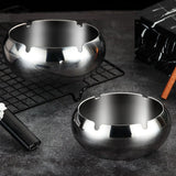 Triogift  Creative Stainless Steel Ashtray Windproof Ashtray For Home Restaurant Cigarette Smoke Tray Kitchen Smoking Accessories