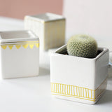 Triogift Square Ceramic Artistic Flower Pot