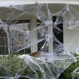 Triogift Halloween Decorations Artificial Spider Web Super Stretch Cobwebs with Fake Spiders Scary Party Scene Decor Horror House Props