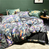 Triogift 600TC Egyptian Cotton Flower Bird Digital Printing Bedding Sets 4pcs Bed Linen Duvet Cover Set Luxury Bed Sheets Pillowcases #s