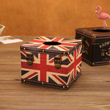 Triogift  Square retro distressed tissue box Creative British wind roll paper box Fashion cylinder pumping paper box for nostalgic cars