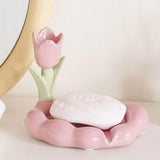 Triogift Spring Floral Soap Dish Bathroom Decor