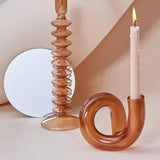 Triogift Color Glass Twisted Candlestick Holder