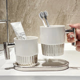 Triogift  -  Lovers Mouthwash Toothbrush Cup Drink Water Coffee Mug Ceramic Cup Bathroom Storage Rack Tray Hotel Home Wash Toothbrush Cups