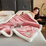 Triogift Autumn Winter Keep Warm Blankets for Beds Super Soft Comfortable Fleece Blanket Anti-Pilling Flocked Warmth Weighted Blanket