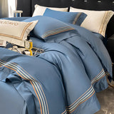 Triogift  Luxury Egyptian Cotton Bedding Set Embroidery Duvet Cover Set Quilt Cover Fitted/Flat Sheet Pillowcase  Home Textiles Bedspreads