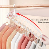 Triogift Rotating Folding Clothes Hanger Closet Organizer Multi-port Clothing Drying Rack Foldable Plastic Scarf 11-hole Storage Hangers