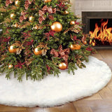 Triogift  1pcs White Christmas Tree Skirt 78/90/122cm Plush Faux Fur Xmas Tree Carpet Decoration Ornament New Year Navidad Home Deco