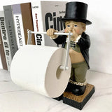 Triogift  Creative Spoof Paper Holder Statue Cute Funny Decorative Sculpture Resin Figure Butler Shape Tissue Stand Rack Toilet Decoration