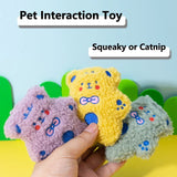 Triogift  Kawaii Catnip Cat Toys Funny Plush Cat Toys Mini Teeth Grinding Toys Interaction Puppy Chewing Bear Squeak Toys Pet Accessories