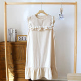 Triogift Knitted Cotton Night Wears For Women Nightgowns Summer Sleeveless Nightie Nightdress New Fashion Lounge Sleeping Dress