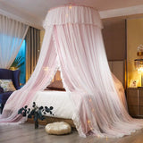 Triogift Simple Round Ceiling Double-layer Gauze Mosquito Net Princess Style Girl Bedroom Decor Mosquito Net New Summer Home Mosquito Net