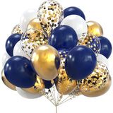 Triogift 20pcs 12inch Navy Blue Gold Confetti Metallic Balloons Happy Birthday Party Decorations Adult Kids Baby Shower Wedding Supplies