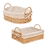 Triogift Woven Storage Baskets Kitchen Organizer Handwoven with Handles Cosmetic Box for Breakfast Fruit Bedroom Bathroom Home Decorative