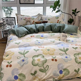 Triogift American style small fresh bedding, simple plant flower bed sheets, quilt covers, three piece sets, four piece sets