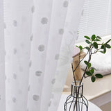 Triogift Lovely Tulle 3D Plush Dots Cotton Ball Embroidered Pure White Voile Window Curtain For Children Living Room Decor Sheer Cortinas