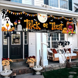 Triogift Halloween Trick Or Treat Banner Happy Halloween Decoration For Home Pumpkin Bat Ghost Print Backdrop Horror Party Suppiles