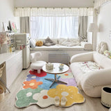 Triogift Bedroom Home Carpet Large Area Colorful Living Room Flower Thickened Decoration Rug