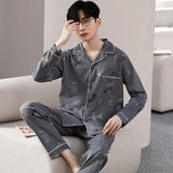 Triogift  Fashion Men's pajamas Spring Autumn Long sleeve New Outwear Cotton Sleepwear Suit Winter Large Size Home Cloth Male Pyjamas