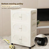 Triogift Multi-Layer Folding Storage Cabinet, Double Door Storage Box, Transparent Shelf, Home and Bathroom