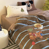 Triogift  -  High-end Embroidered Autumn Winter Warm Bedding Set Soft Warm Artificial Rabbit Velvet Duvet Cover Set Warmth Blanket Cover Sets