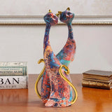 Triogift 1 Pair Elegance Couple Cat  European-style Oil Painting Couple Cat Cats Decor Home Animal Resin Ornaments Lover Valentine's