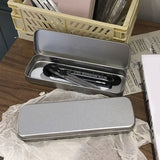 Triogift  1pc Metal Pencil Pen Box Fountain Pen Case Storage Gift Box Tinplate Box Pencil Stationery Organizer Large Capacity Rectangular