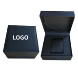 Triogift  Black Matte PU Leather Square Clamshell Watch Storage Box Provide Free Logo Carving Service Personalized Logo Customization Gift