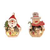 Triogift  LED Luminous Santa Claus Snowman Wooden Ornament Christmas Decorations Xmas Desktop Glowing Gift Home Decoration Party Supplies