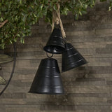 Triogift Wind Chimes 3 Pieces Wall Hanging Decor Tibetan-style Metal Narrow Conical Ornamented Cowbells With Jute Slings Home Decoration