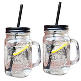 Triogift  -  450ml Mason Jar Mugs with Handles Old Fashioned Glass Bottle Juice Drink Clear Glass Water Bottle With Cover Straw Drinkware Cup