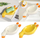 Triogift Ceramic Cute Duck Soap Dish, Self Draining Soap Holder for Shower