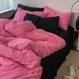 Triogift  Nordic Princess Pink Bedding Set Girls Adults Twin Full Queen Size Bed Flat Sheet Duvet Cover Pillowcases Solid Color Bed Linen