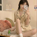 Triogift  Polka Dot Sleepwear Women Pajama Sets Summer Pocket Piiama Sets for Women 2 Pieces Home Suit Korean Night Wears Pyjamas New