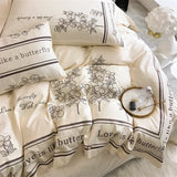 Triogift High End French Style Embroidered Pure Cotton Bedding Set Luxury 100s Long-staple Cotton Duvet Cover Set Queen Blanket Covers