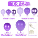 Triogift Purple Gold Balloon Garland Arch Kit Birthday Party Decor Girl Baby Shower Latex Ballon Chain Wedding Party Decorations