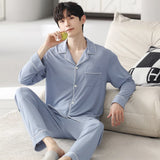 Triogift  Autumn Pajamas Sets Men Long Sleeve Modal Cotton Thin Teenage Boys' Large Size Spring Outwear Home Cloth Suit Sleepwear Male