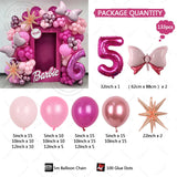 Triogift 133Pcs Pink Bow Set Garland Arch Style 32 Inch 1-9 Foil Ball Latex Balloon Birthday Party Decoration for Children and Girls