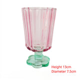 Triogift 1pc 250ml French Style Glass Cup  Flower Shaped Wine Glass Cute Boba Tea Drinking Glass Home Bar Drinkware Summer Holiday Gifts