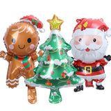 Triogift  Christmas Balloons Santa Claus Gingerbread Man Xmas Tree Balloons Merry Christmas Holiday Decoration Aluminum Film Balloon