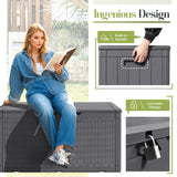 Triogift Vineego 100 Gallon Resin Deck Box,Indoor Outdoor Lockable Storage Containe,Upgraded,Gray