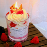 Triogift Strawberry Candles Fake Dessert Scented Candles In Jars Food Candles for Coffee Shop House Decoration Aromatic Home Decoration