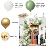 Triogift Jungle Safari Green Balloon Garland Arch Kit Kids Birthday Party Supplies Deer Pattern Gold Latex Ballons Baby Shower Decoration