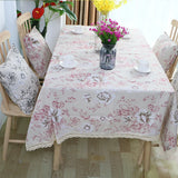 Triogift Customizable Blending Flower Tablecloth,Rectangular with Lace Table Cover,for Home Kitchen Dinning Table Decor Mantel Mesa